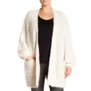 Oversized white furry cardigan